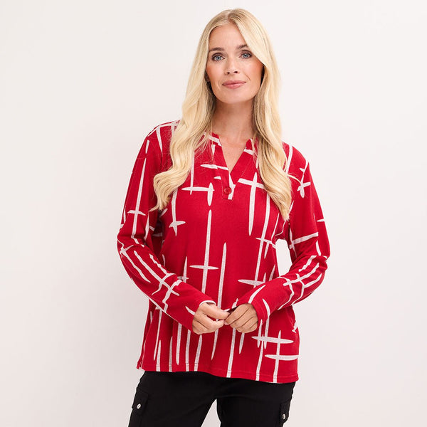 Ladies V Neck Printed Long Sleeve Top from You Know Who's