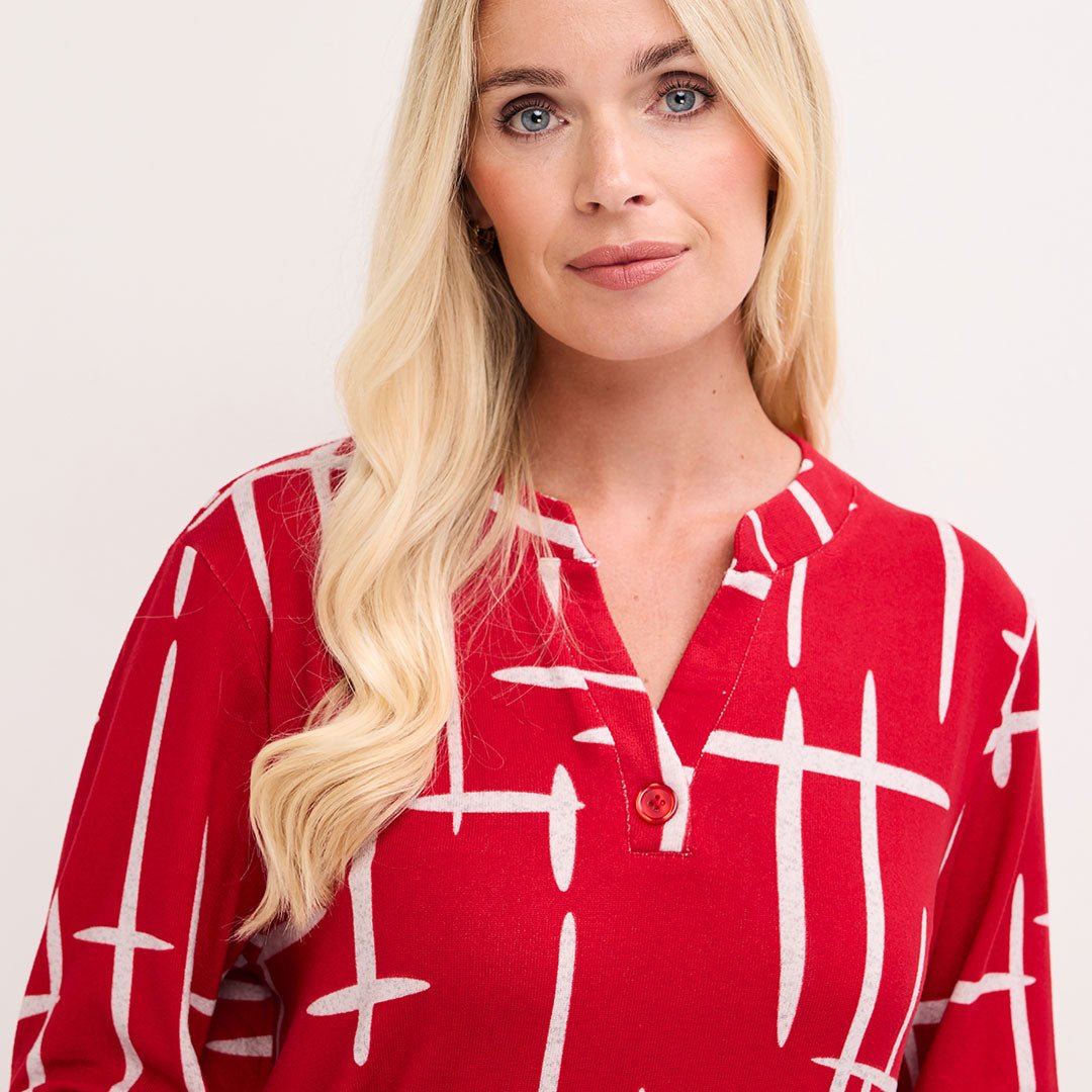 Ladies V Neck Printed Long Sleeve Top from You Know Who's