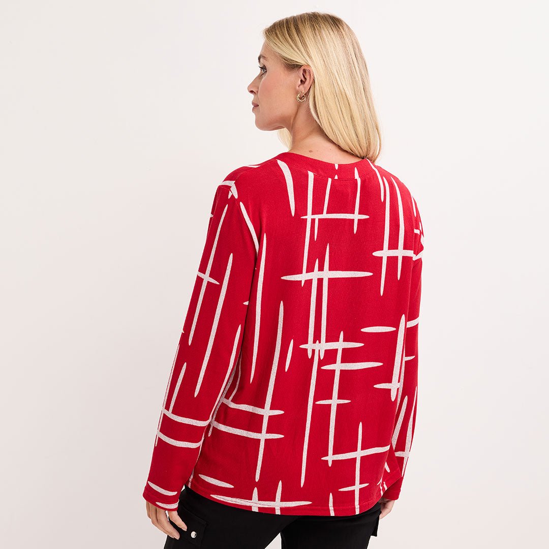 Ladies V Neck Printed Long Sleeve Top from You Know Who's