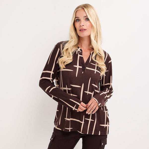 Ladies V Neck Print Long Sleeve Top from You Know Who's