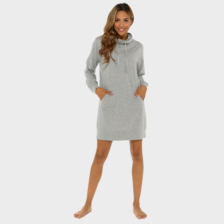 Ladies Grey Cowl Neck Jersey Nightie