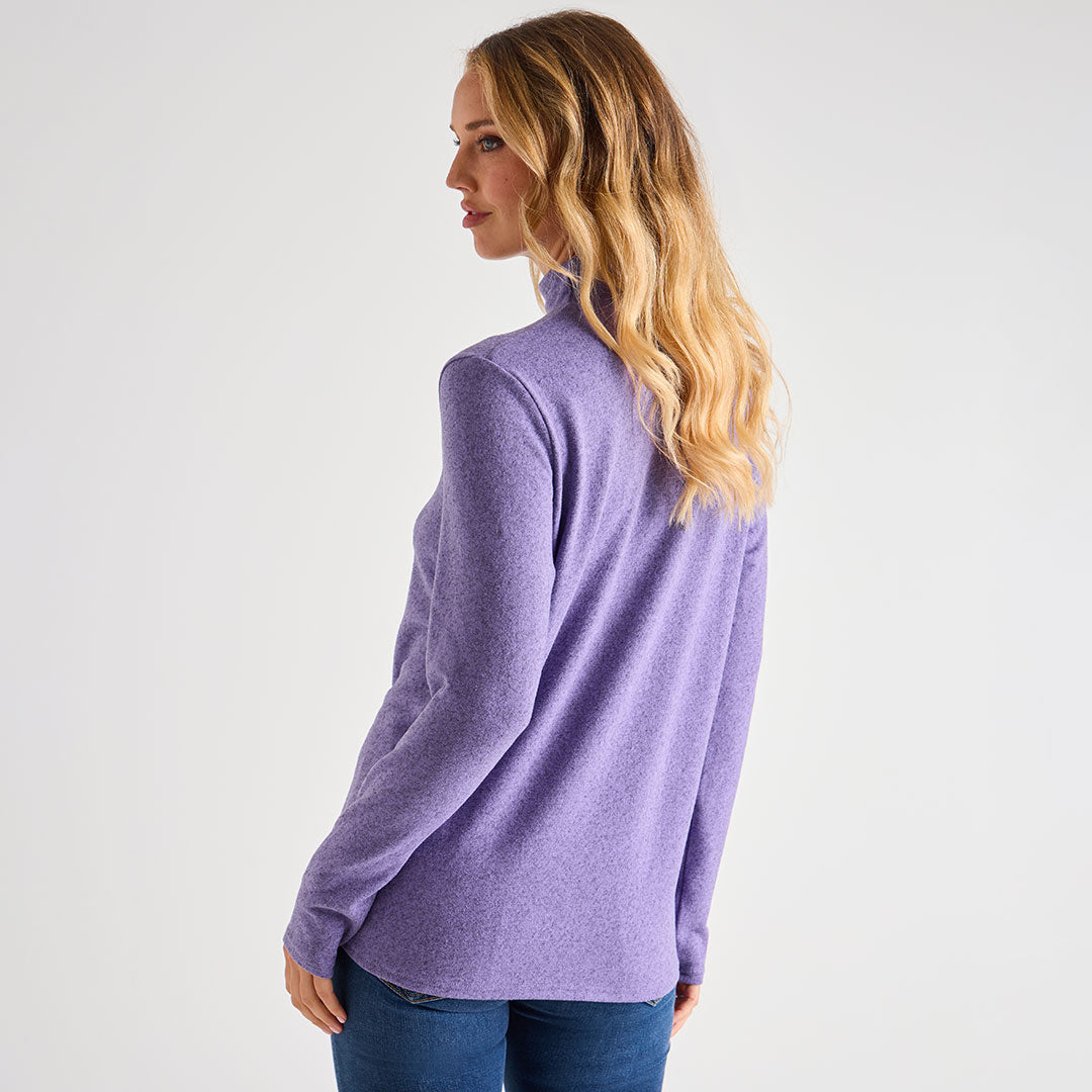 Ladies Brushed Marl Turtle Neck Top