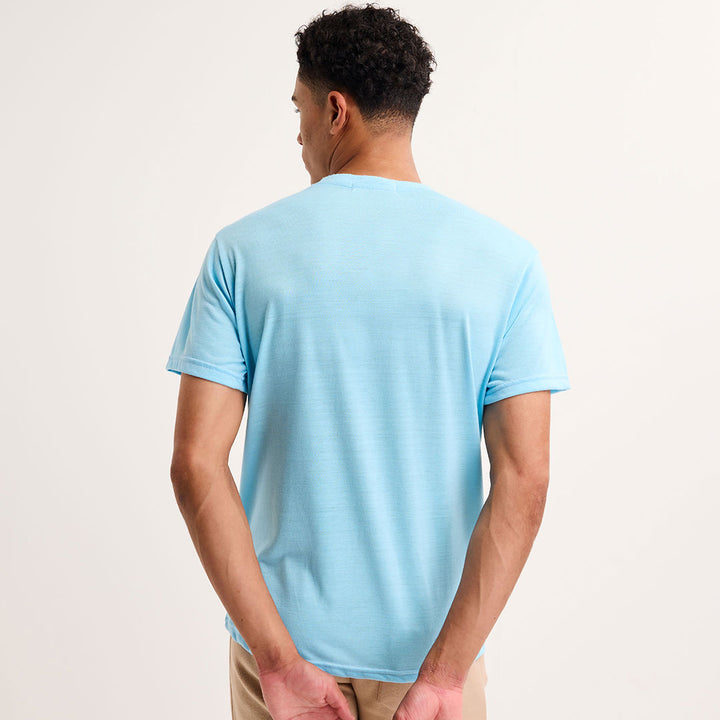 Mens Sky Blue Crew Neck Pocket T-shirt