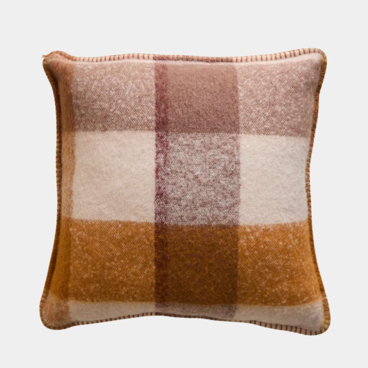 Brushed Orange Mix Check Cushion