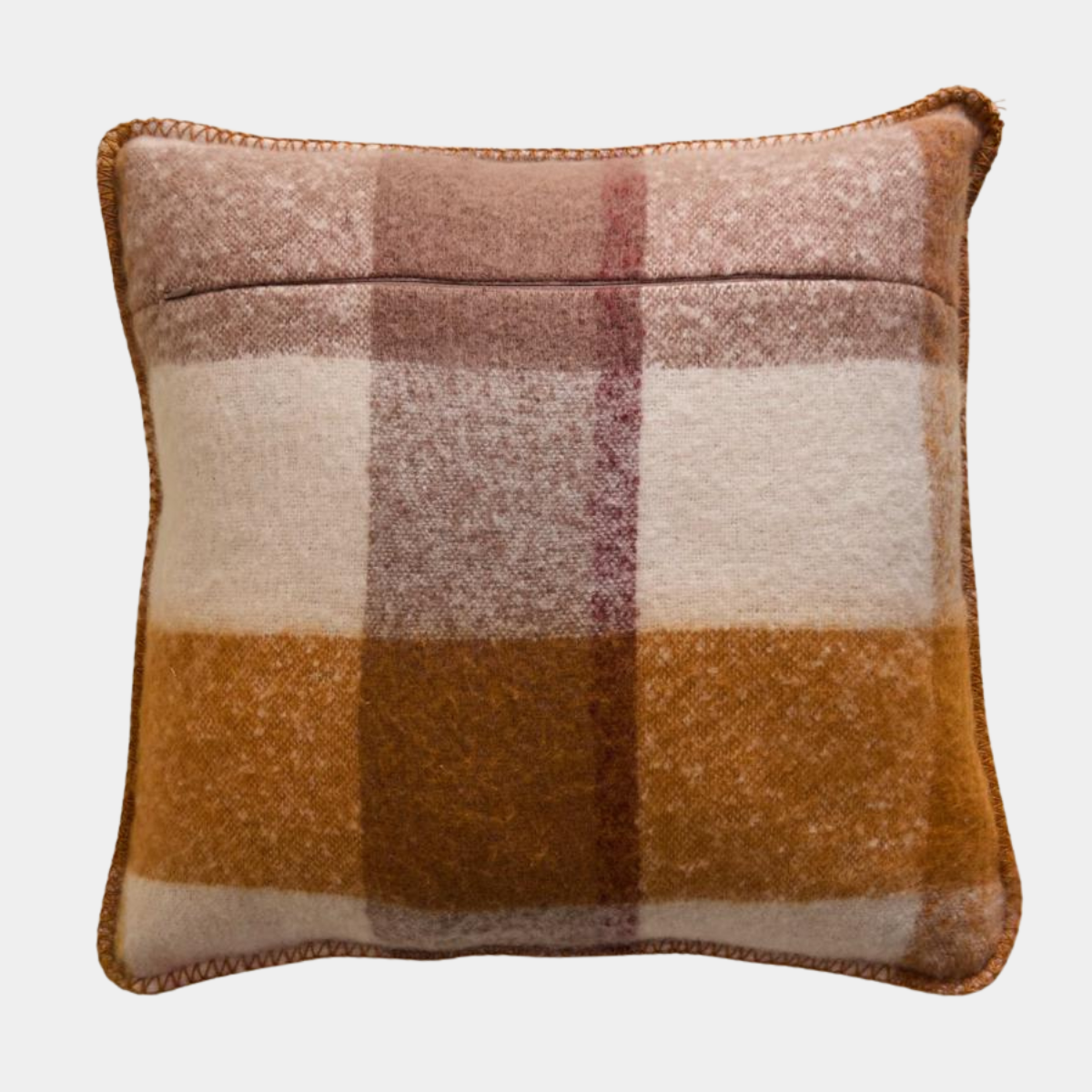 Brushed Orange Mix Check Cushion