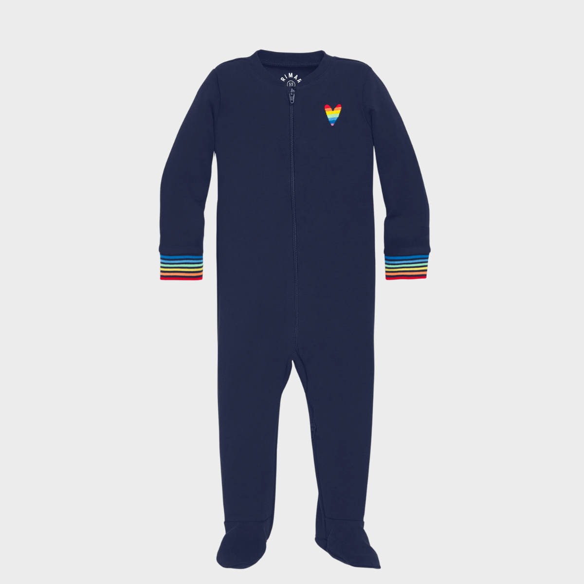 Navy Rainbow Heart Organic Sleepsuit