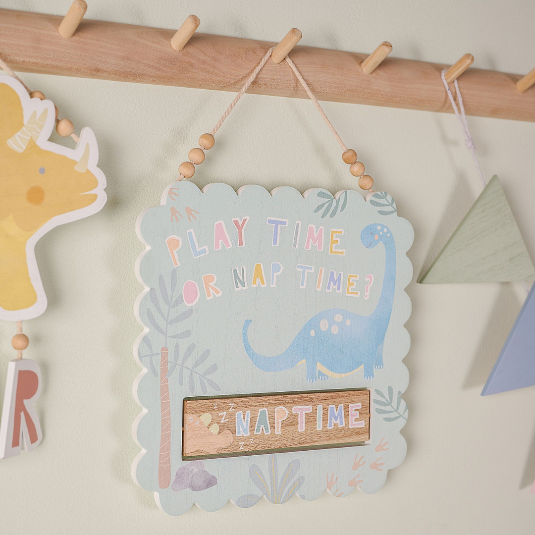 Petit Cheri Dinosaur Plaque "Playtime Or Naptime"