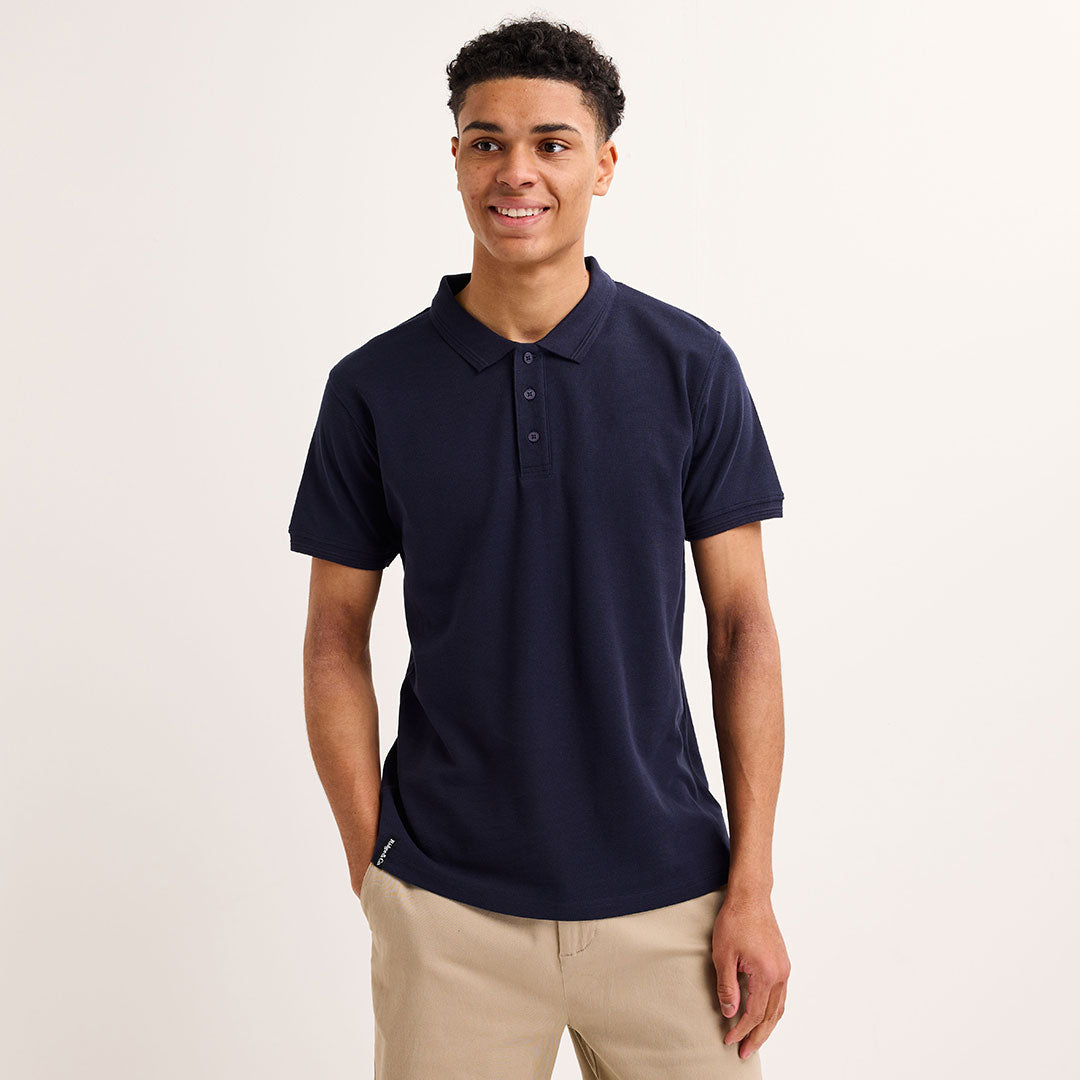 Mens Navy Tipped Collar Polo
