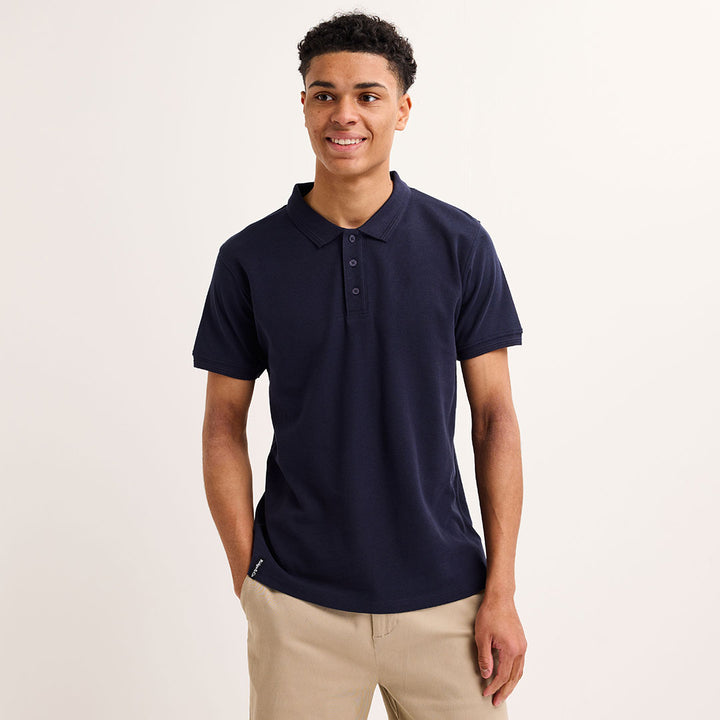 Mens Navy Tipped Collar Polo