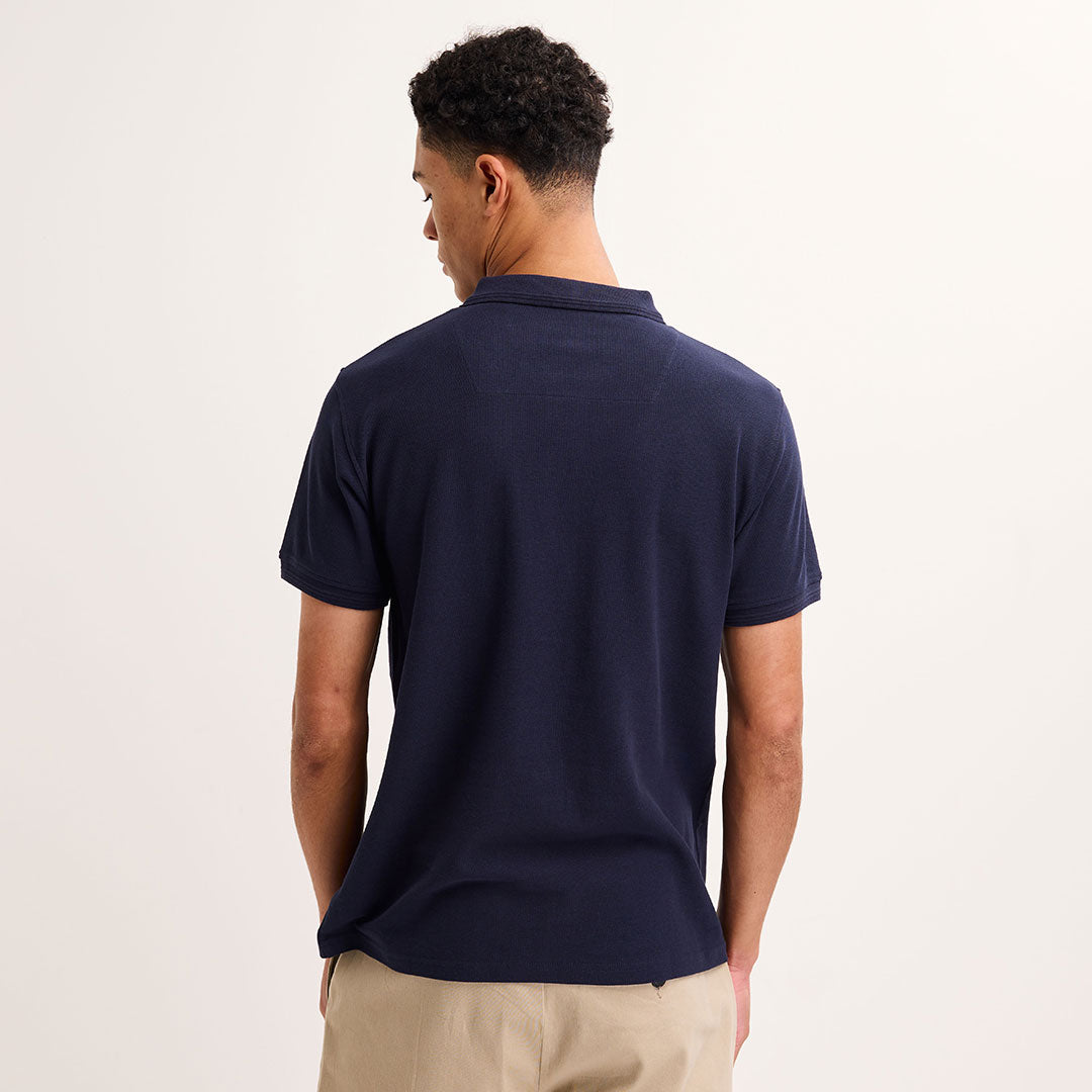 Mens Navy Tipped Collar Polo