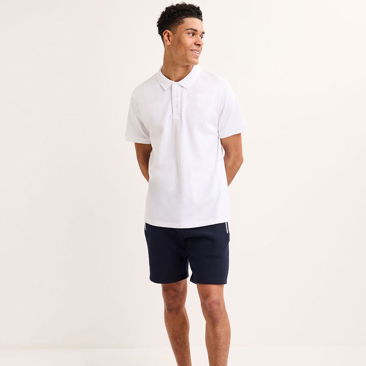 Mens White Textured Polo