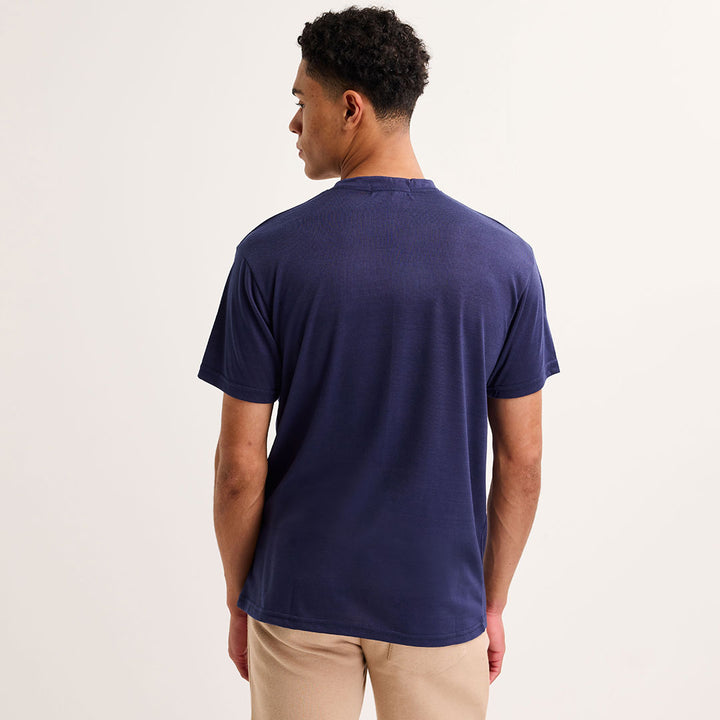 Mens Navy Crew Neck Pocket T-shirt