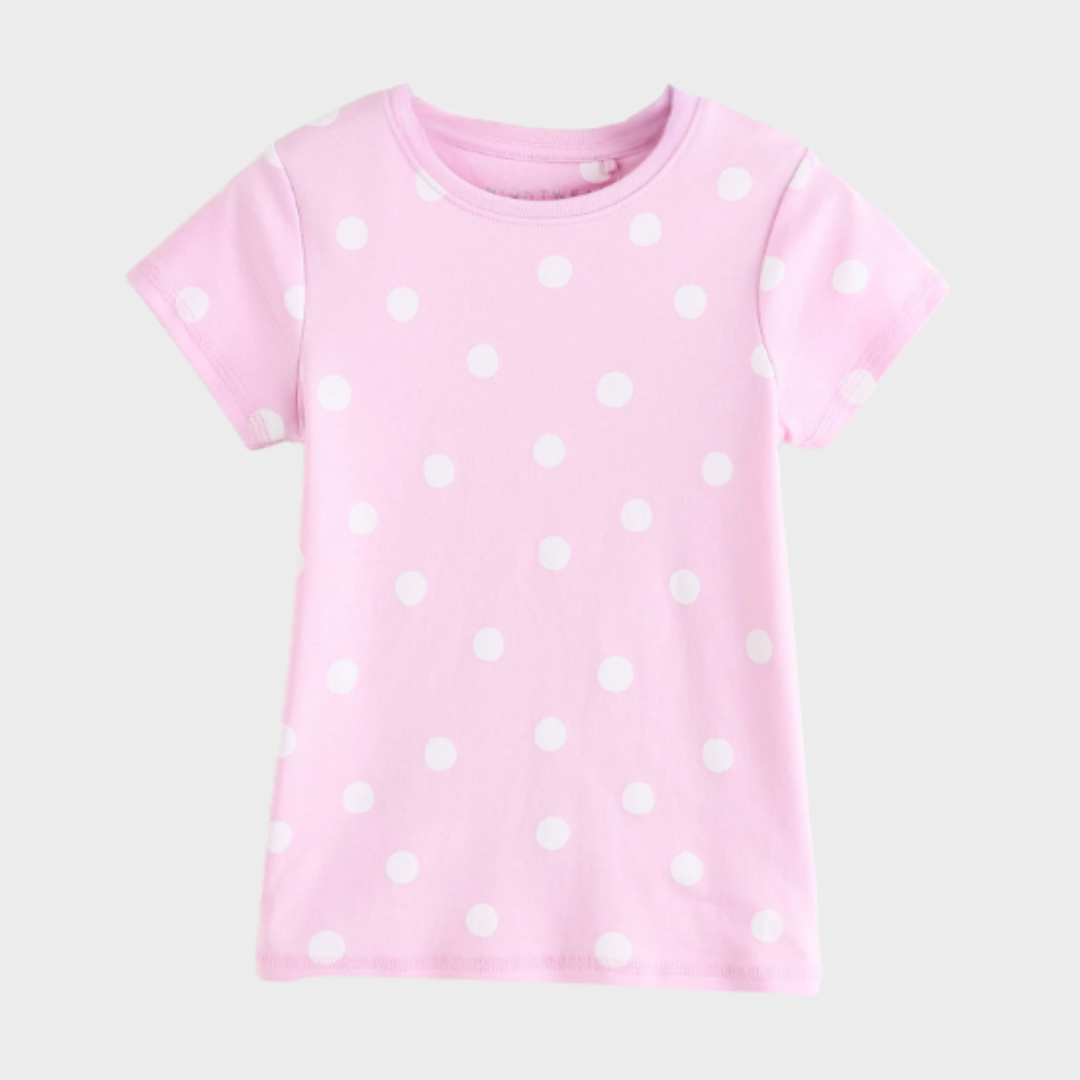 Girls Pink Polka Dot T-Shirt