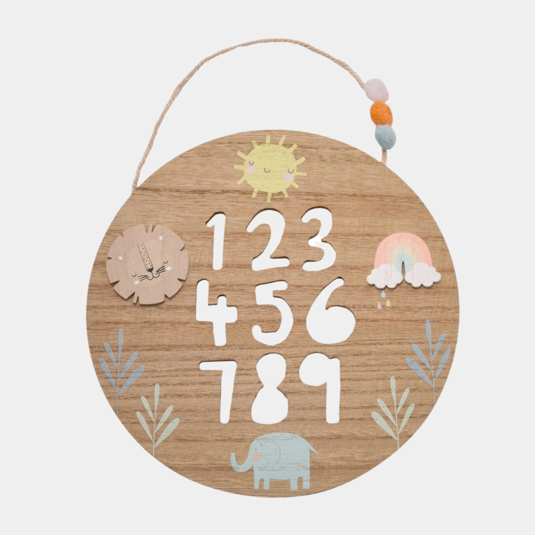 Wooden Nursery Number Plaque 20cm