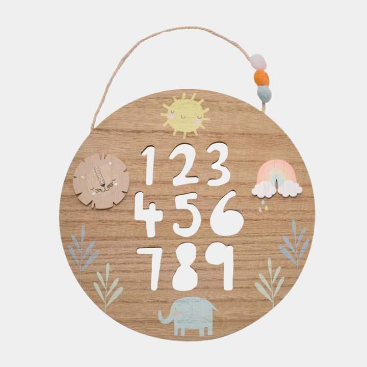Wooden Nursery Number Plaque 20cm