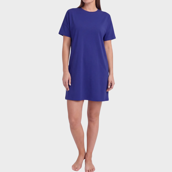 Ladies Cotton Overslept Blue Nightdress