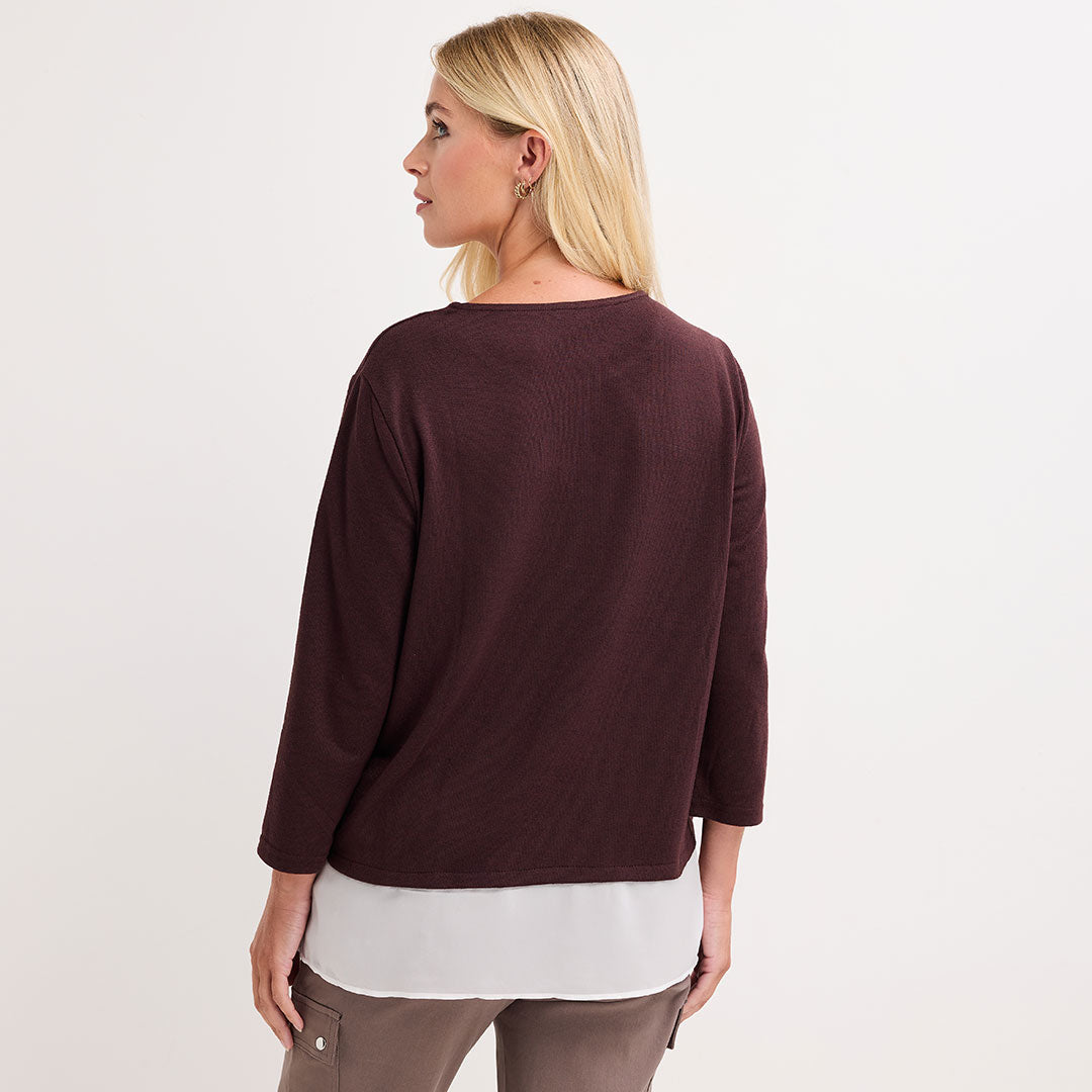 Ladies Brushed Mock Shirt Style Top
