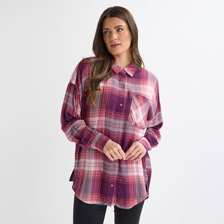 Ladies Berry Checked Shirt