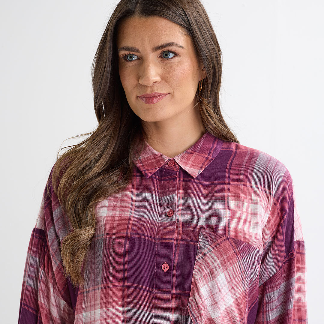Ladies Berry Checked Shirt