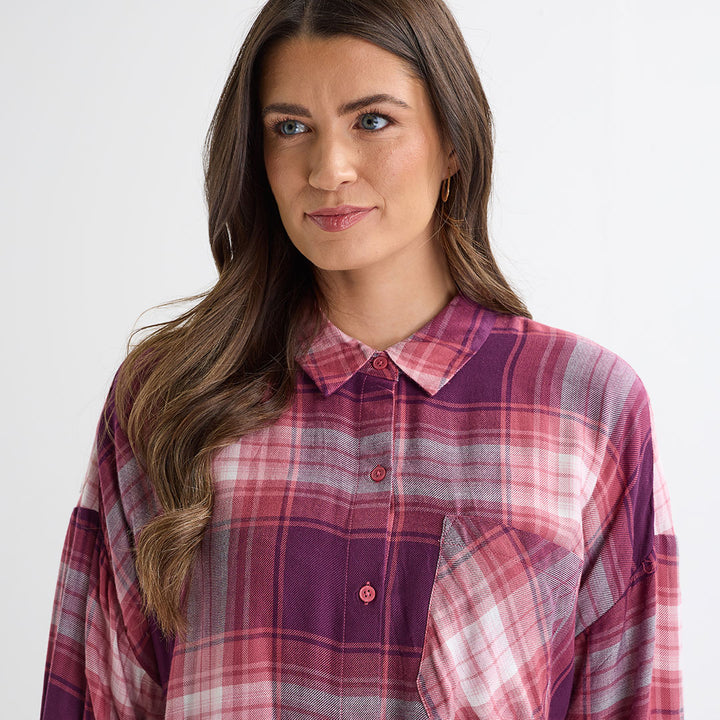 Ladies Berry Checked Shirt