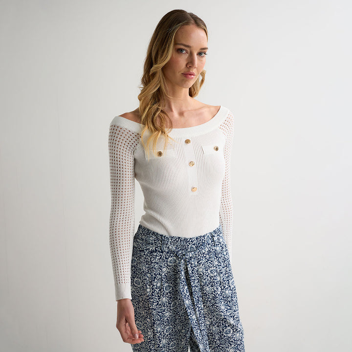 Ladies Navy Flower Printed Linen Trousers