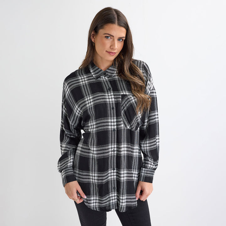 Ladies Black Checked Shirt