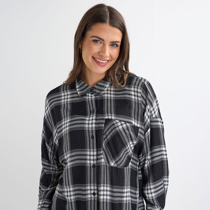 Ladies Black Checked Shirt