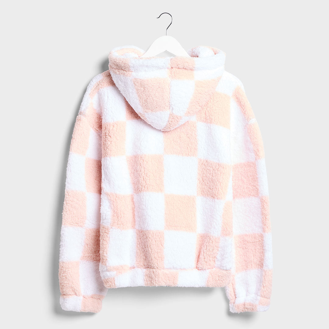 Saint and Sinner Ladies Checked Zip Fleece Pink