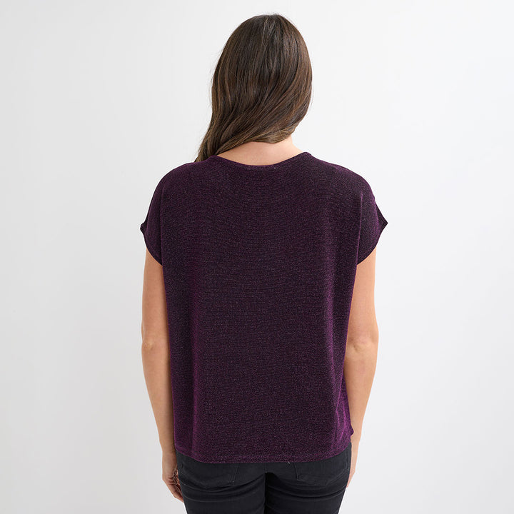 Ladies Cap Sleeve Lurex Top