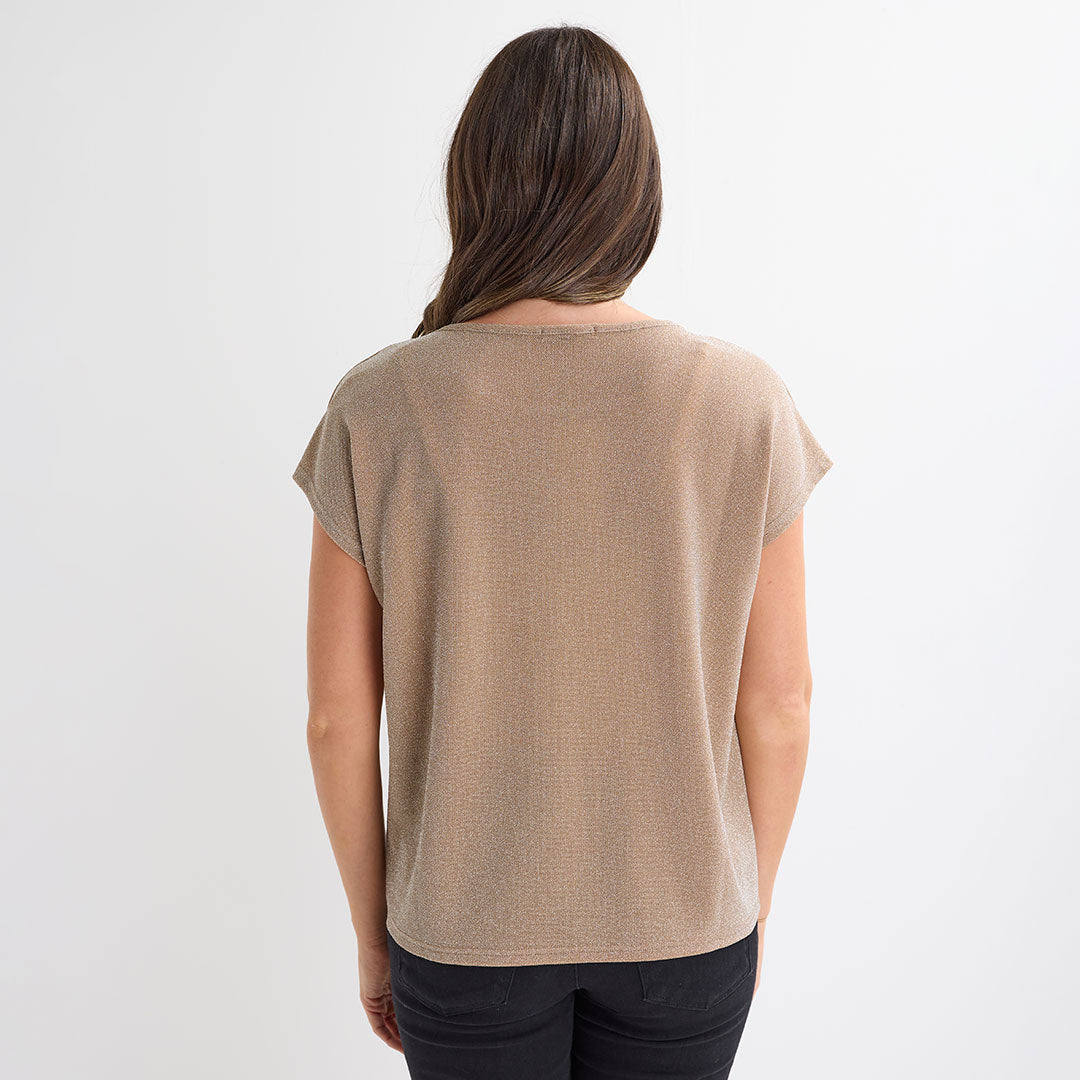 Ladies Cap Sleeve Lurex Top