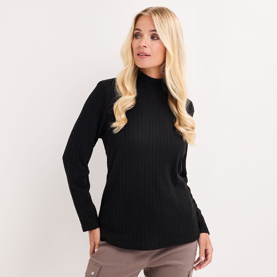Ladies Roll Neck Ribbed Top from You Know Who's