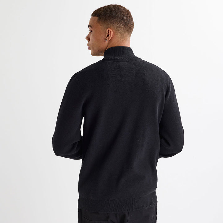 Mens Black Knitted Zipper