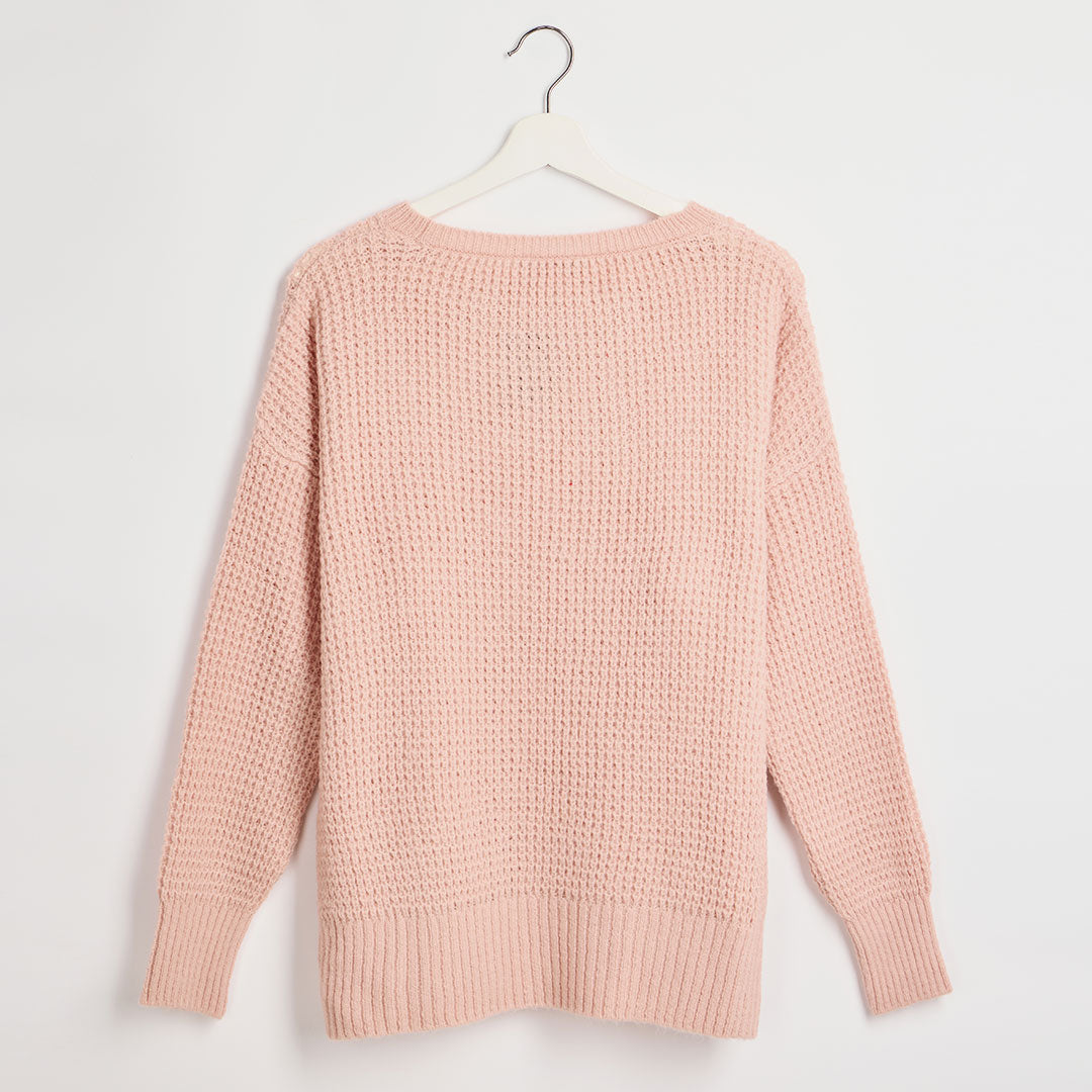 Ladies Pink Cable Knit Jumper