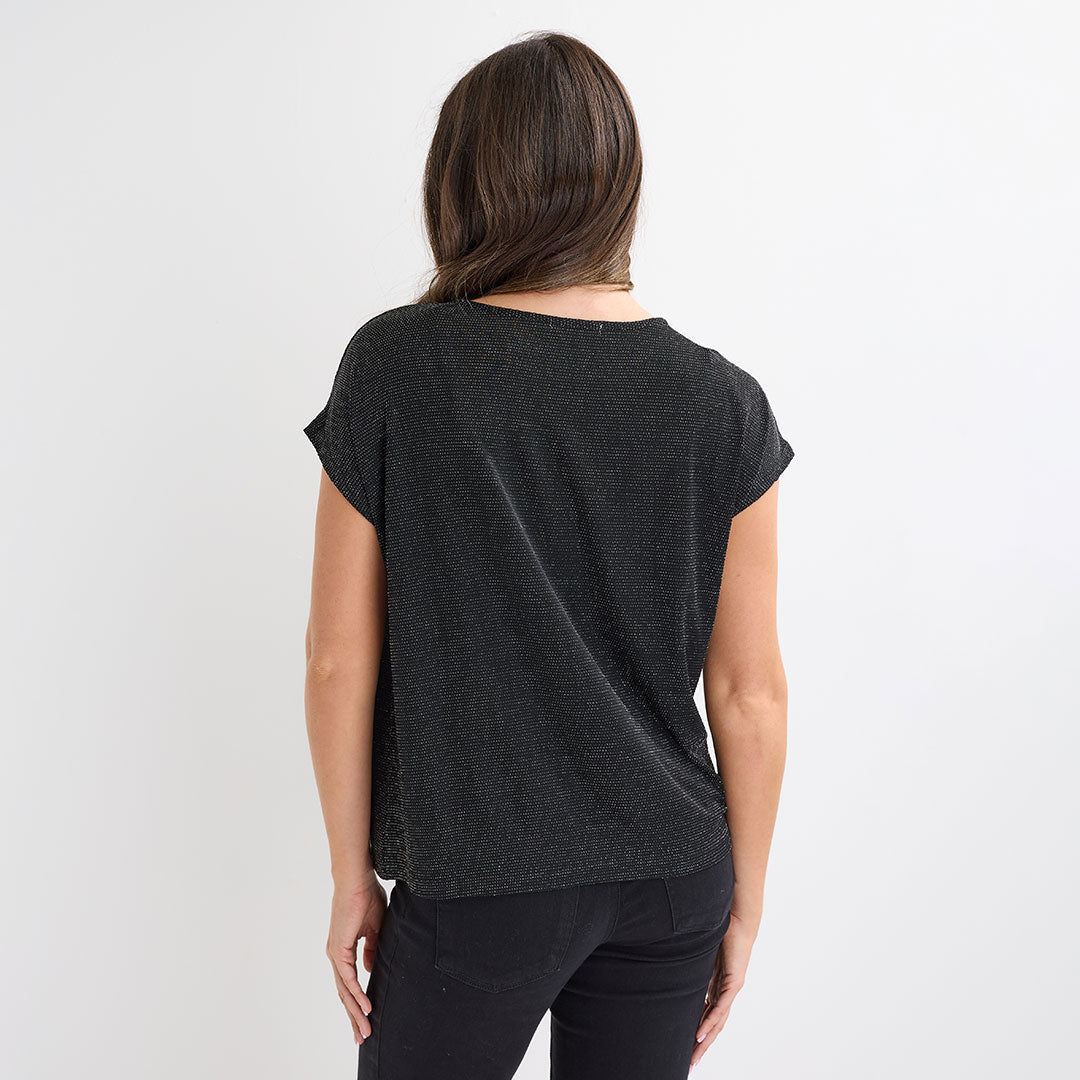 Ladies Cap Sleeve Lurex Top