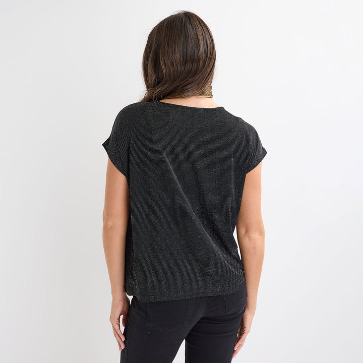 Ladies Cap Sleeve Lurex Top