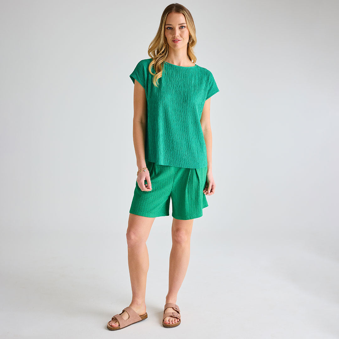Ladies Emerald Plisse Shorts