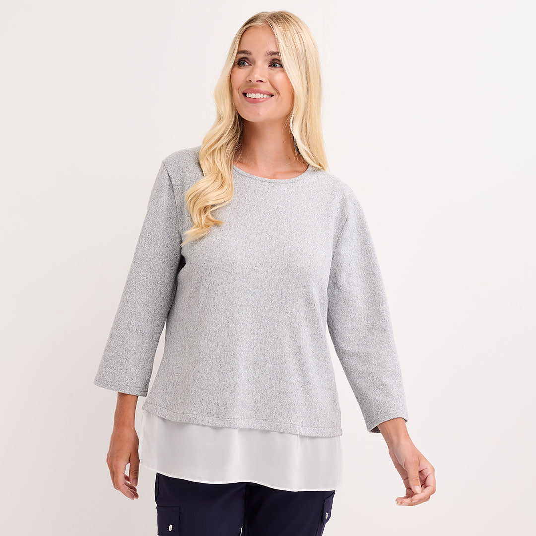 Ladies Brushed Mock Shirt Style Top