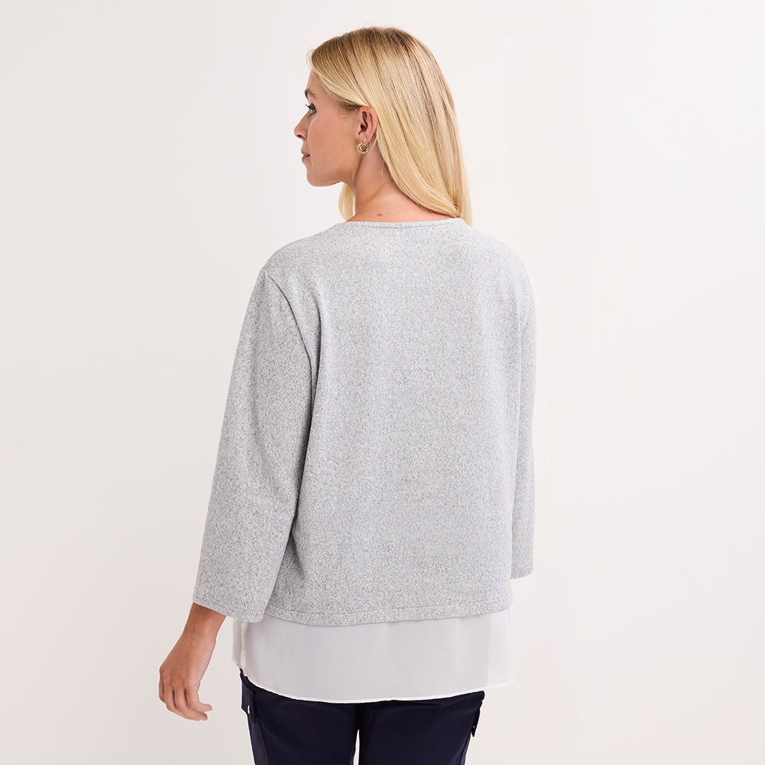 Ladies Brushed Mock Shirt Style Top