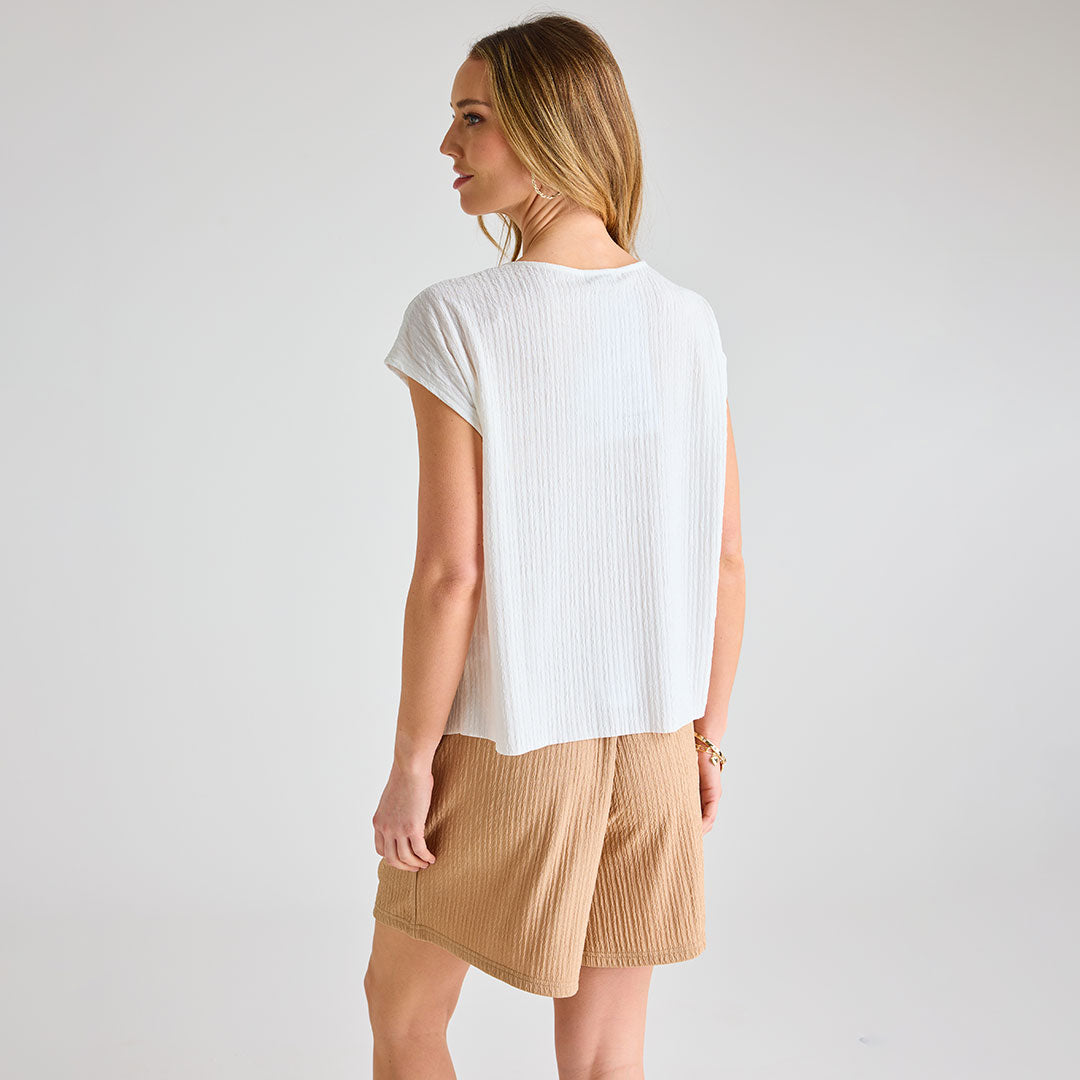 Ladies Beige Plisse Shorts