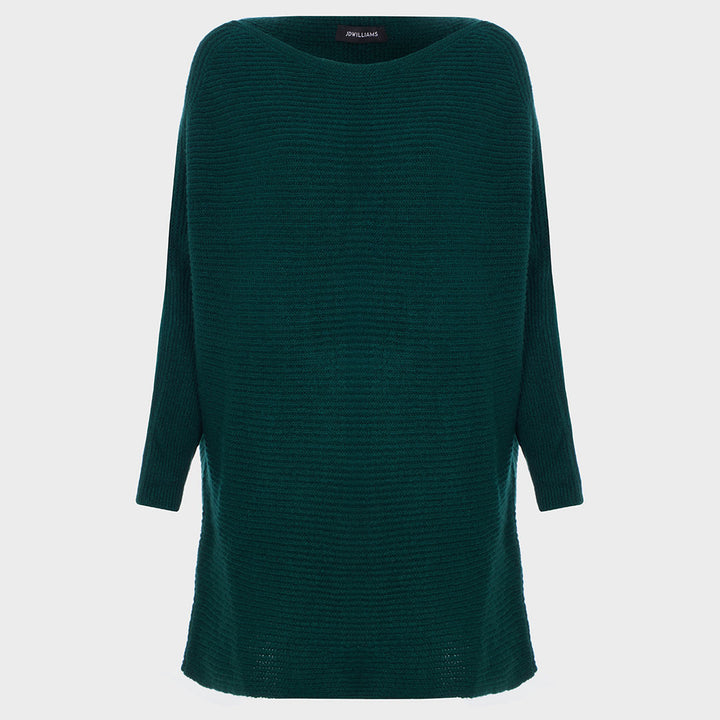 Ladies Green Knitted Batwing Jumper
