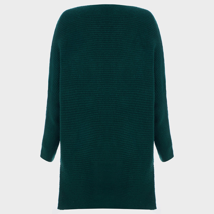 Ladies Green Knitted Batwing Jumper