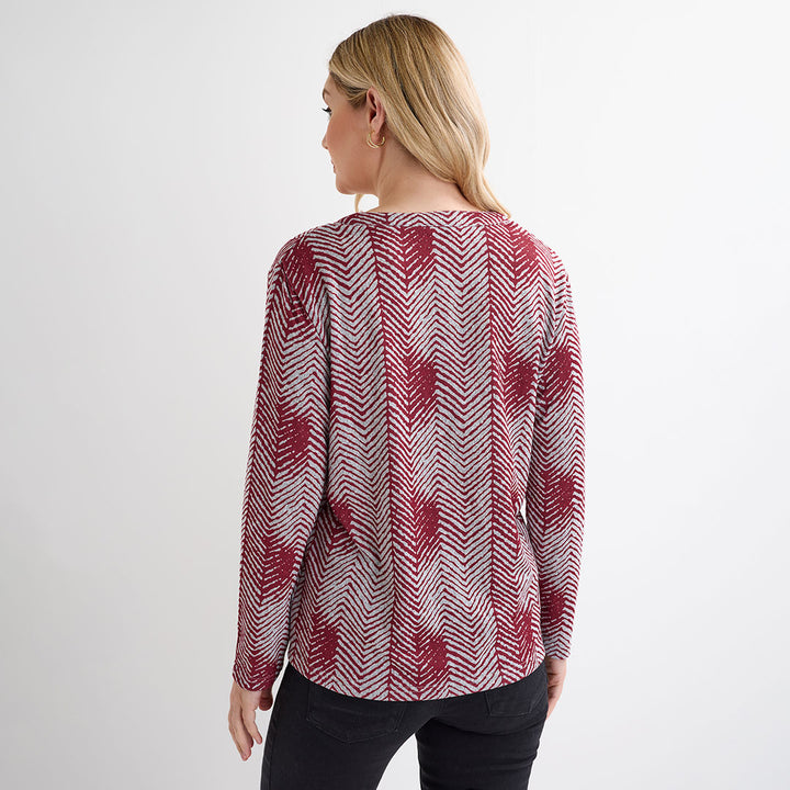 Ladies Wine Herringbone Top