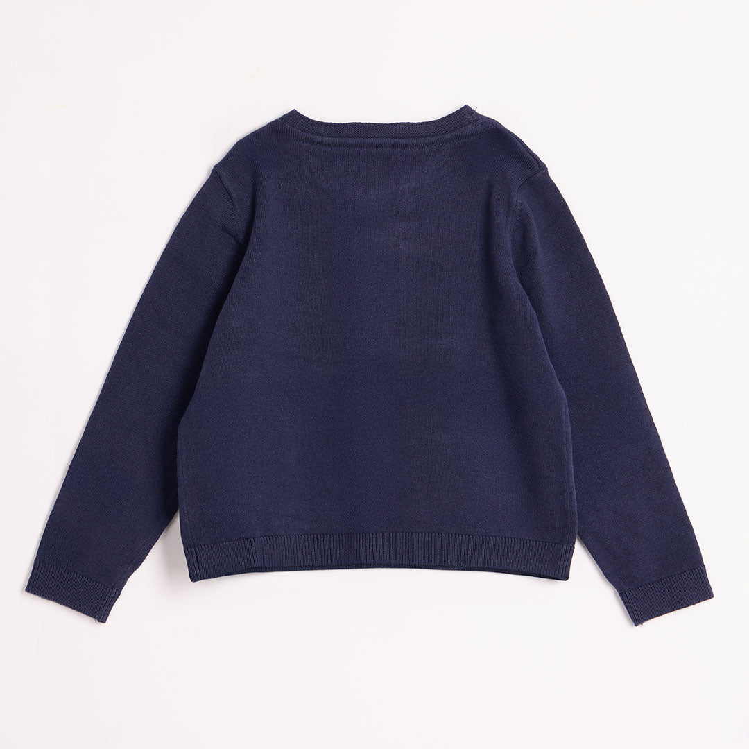 Girls Navy Knitted Cardigan