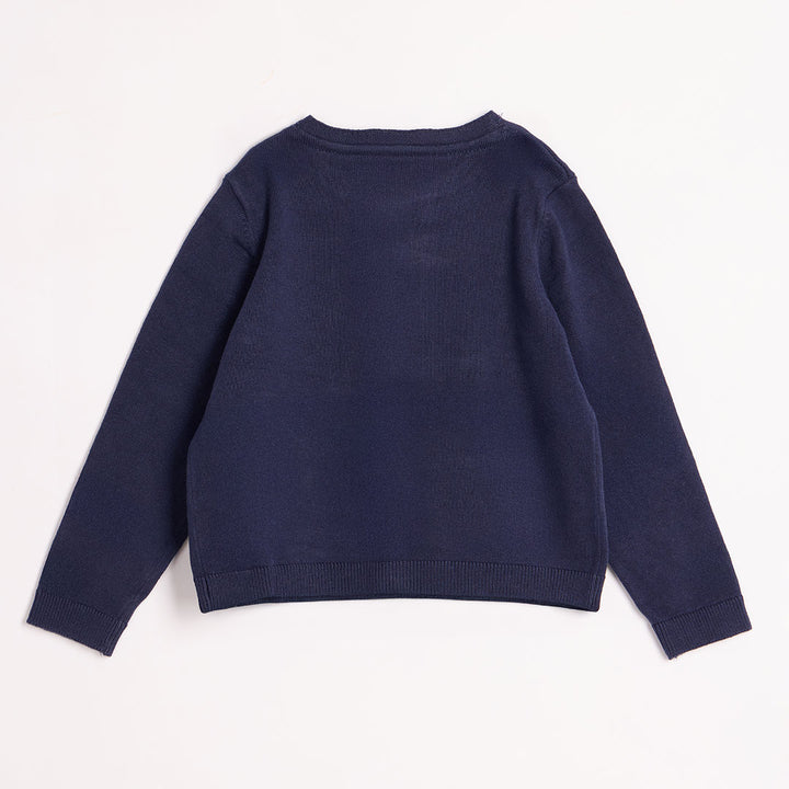 Girls Navy Knitted Cardigan