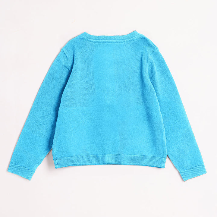 Girls Turquoise Knitted Cardigan