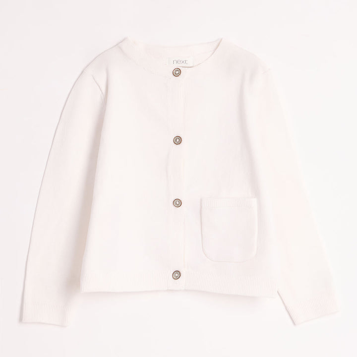 Girls White Knitted Cardigan