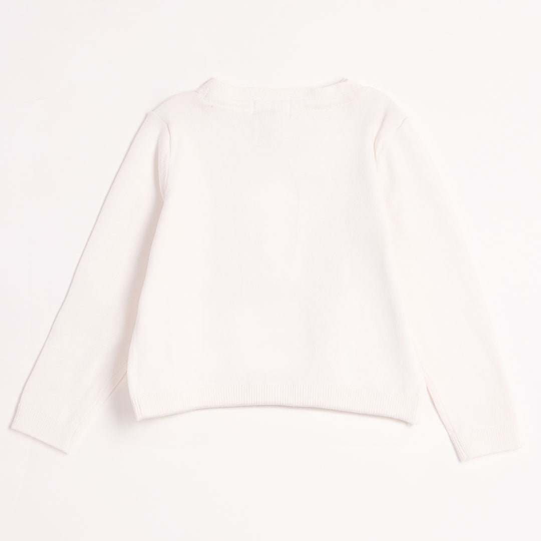 Girls White Knitted Cardigan