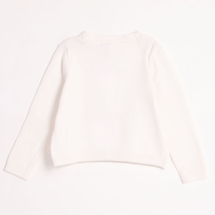Girls White Knitted Cardigan