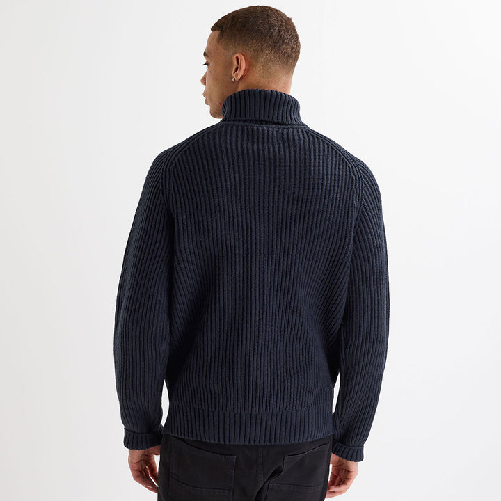 Mens Chunky Ribbed Polo Neck