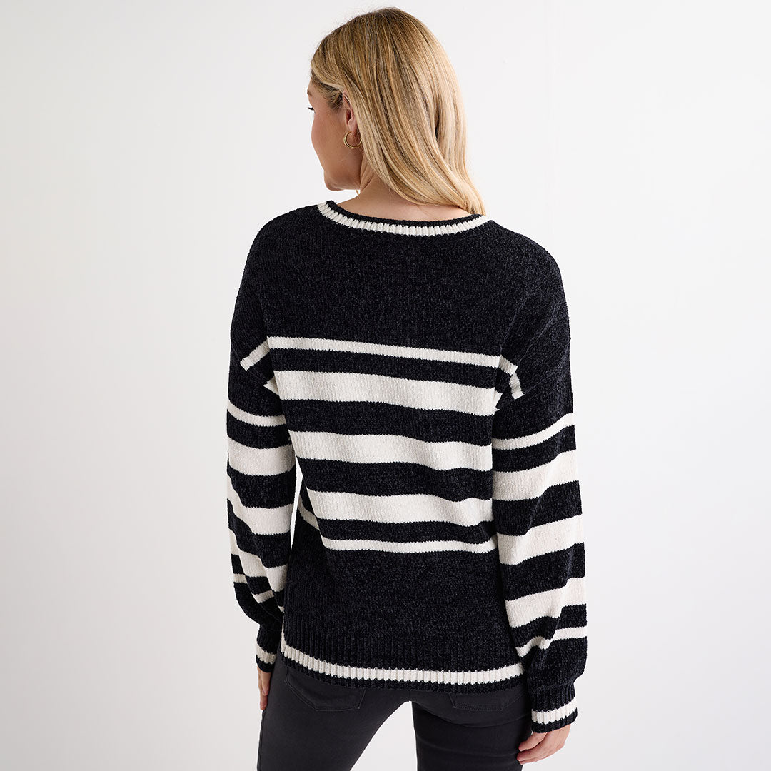 Ladies Black Stripe Jumper